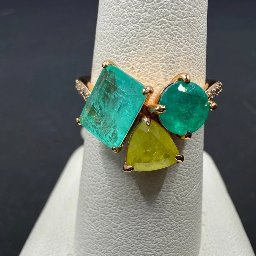 Bomb Party Peaceful Moments Size‎ 6 Ring Lab Stones with Genuin Quartz RBP6140